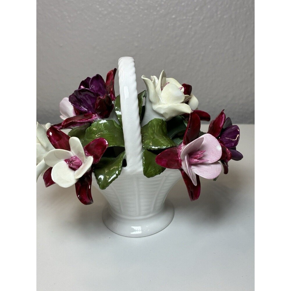 Aynsley England Hand Modelled Bone China Floral Basket -Vintage Porcelain